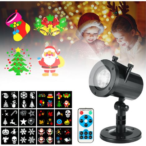 Projecteur Noel Exterieur Led, avec 12 Diapositives Lampe, Projecteur Exterieur noel Fête Jardin Éclairage Decoration, Projecteur Exterieur LED Noel Étanche pour Noël Pâques Fête Jardin (1/4)