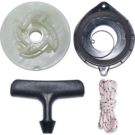 Kit de démarrage à rappel, poulie, ressort, poignée et corde pour tronçonneuse Husqvarna 445 450 460, remplace 537092501 (1/5)