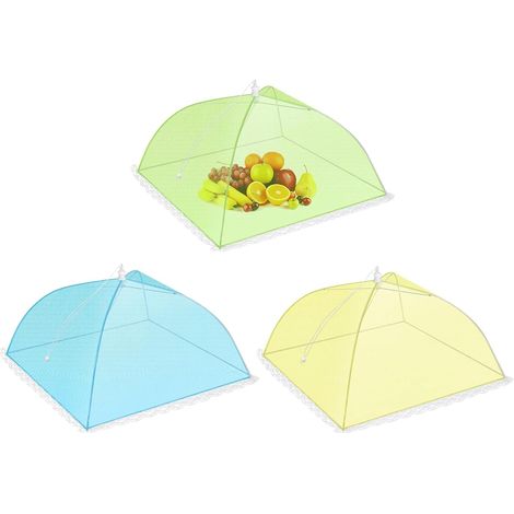 3 Pièces Cloche Alimentaire Pliable, Maille Nylon, Acier Inoxydable, 12 Pouces, Pour Pique-nique, Barbecue (1/5)