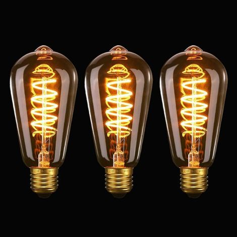 – Ampoule filament décorative E27 ST64 40W – Lumière blanc chaud – Filament spiralé flexible – Angle de diffusion 360° (1/5)