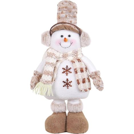 Figura navideña (muñeco de nieve de peluche), decoración para fiestas navideñas, mesa, chimenea o jardín. (1/4)