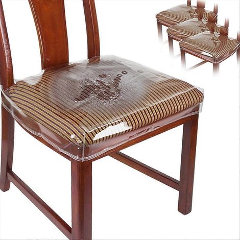Housses de chaise en plastique, housses de siège pour chaises de salle à manger, protection de chaise, vinyle, imperméables pour coussin, motif chats (lot de 4) (1/5)