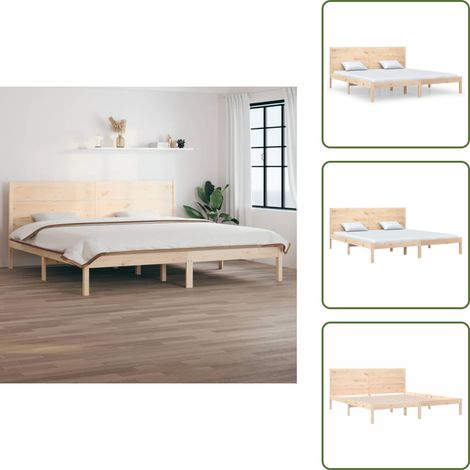 The Living Store Giroletto senza Materasso 200x200 cm in Legno Massello di Pino - Letto in legno