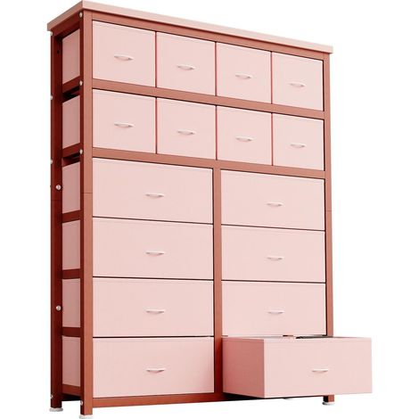 Commode de Rangement à 16 Tiroirs en Tissu, Armoire Multifonctionnelle avec Cadre Métallique et Plateau en Bois MDF, Meuble Organisateur pour Chambre, Salon et Couloir (1/5)