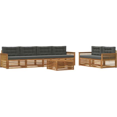 Outdoor-Sofagarnitur 7 stk. Natur und Anthrazit vidaXL (1/5)