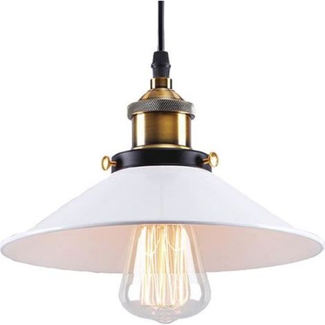 Pendelleuchte Weiß Hängelampe Hängend Vintage Hängeleuchte Esstisch E27 Höhenverstellbar für Schlafzimmer Flur Restaurant Wohnzimmer Cafét, Ø26cm
