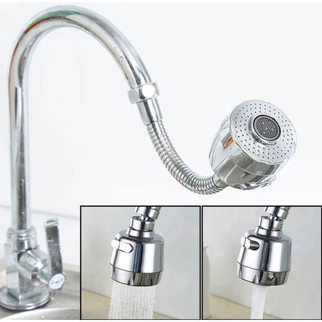 Buse de robinet rotative à 360°, aérateur à double mode pour économie d'eau, aérateur d'évier extensible pour cuisine, argent (1/5)