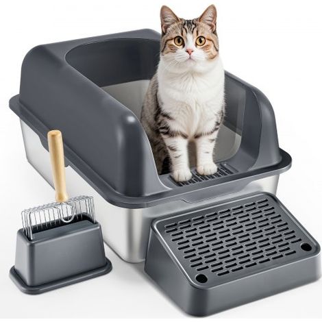 Bac à Litière pour Chat Profondeur 152 4 mm Extra Large en Acier (1/5)