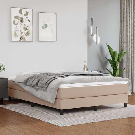 Matelas 140 x 190 cm à ressorts ensachés, fermeté moyenne, similicuir blanc et cappuccino, 20 cm - PANGIVO (1/5)