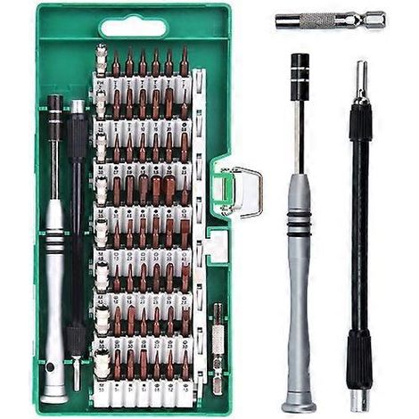 Kit d'outils de réparation de précision 60 en 1 en acier S2 comprenant tournevis, douilles et embouts (vert)