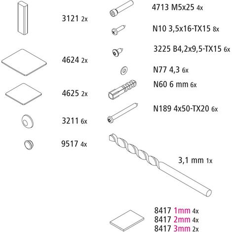 Kermi EBLI032 Set Montagekleinteile