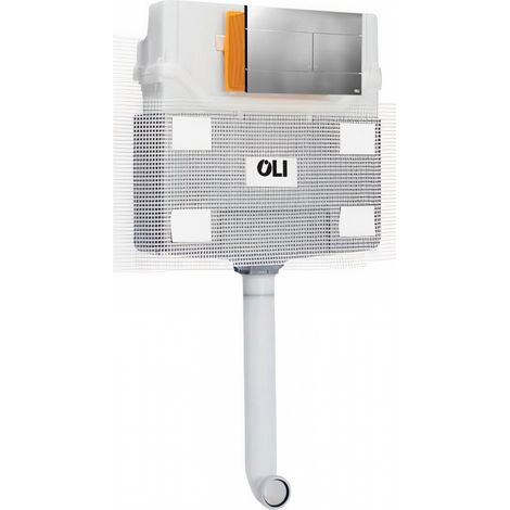 OLI 120 Plus Mechanical Mid Height Concealed Cistern and Slim Polished Chrome Dual Flush Plate with Rectangular Push Buttons (1/3)