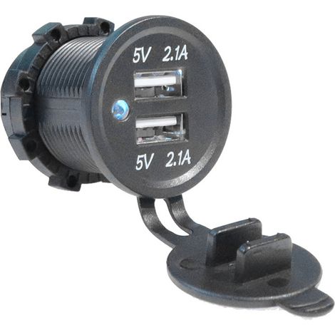 Chargeur Allume‑Cigare 2 Ports USB 4,2A Recharge Rapide Voyant LED Étanche ABS pour Bus Camion 12‑24V (1/5)