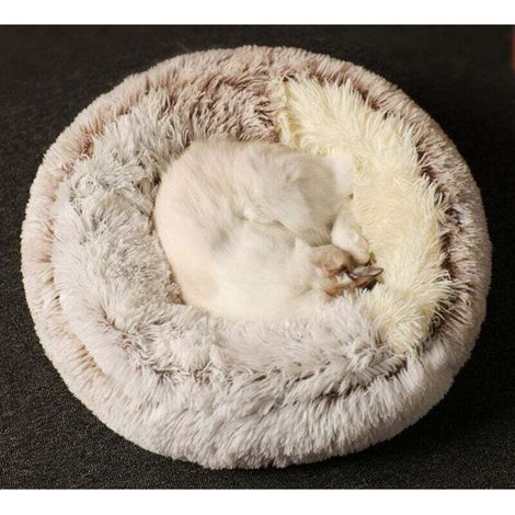 Panier pour Chat Moelleux Anti Stress Extra Doux Lit Apaisant pour Chien Canapé XL Confortable Lavable Maison, Coussin,Antidérapant (50cm,Marron)