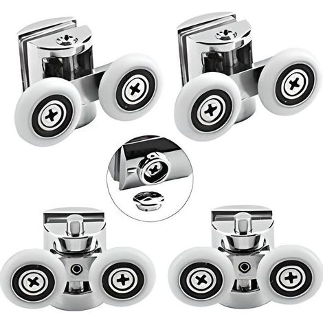 Roulettes pour porte de douche - Lot de 8 - Double - 23 mm - Cuivre - Zinc (1/4)