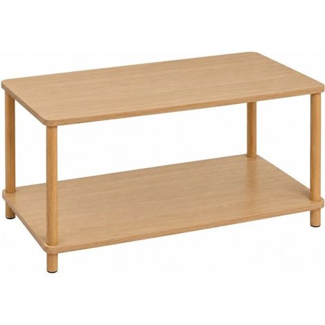 Table Basse Rectangulaire avec 2 Plateaux, Coloris Bois Naturel - Longueur 80 x Profondeur 40 x Hauteur 41 cm (1/5)