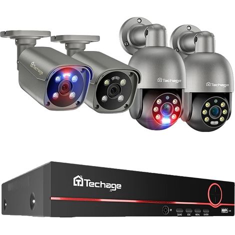 Système de caméra PTZ, résolution 4K, audio bidirectionnel, 8CH 4 Caméras, 4T (1/2)