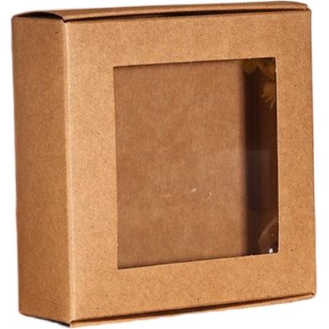 15 scatole cave in carta kraft con finestra di visualizzazione, scatole regalo in carta kraft per articoli da festa, confezioni di prodotti, torte e gioielli, 8,5 x 8,5 x (1/5)