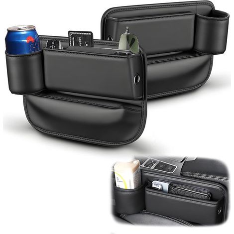 Universeller Autositz-Organizer – Premium-Leder – Schwarz – 2-teilig (1/5)