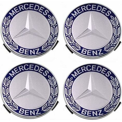 Lot de 4 cache-moyeux compatibles avec Mercedes Benz 75 mm - Bleu (1/5)