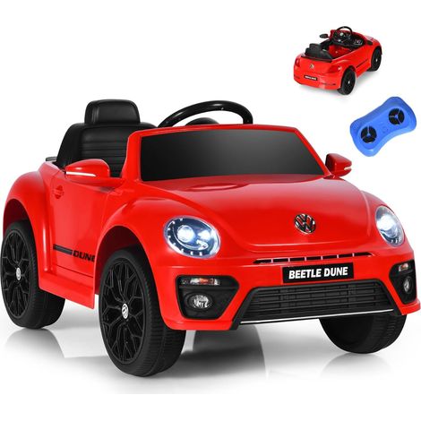 Goplus – Voiture électrique enfant 12V coccinelle avec télécommande 2,4G – 1 place avec LED, Bluetooth, USB – 3-5 km/h – Rouge