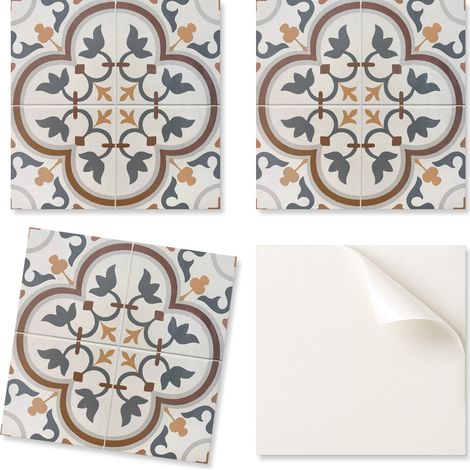 Azulejo decorativo de vinilo para pared de oficina con estampado floral a cuadros, 20x20x20 cm.