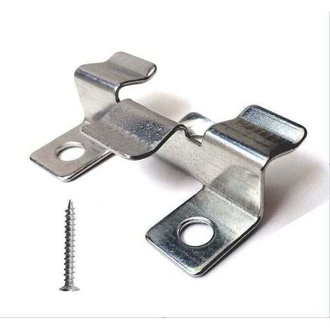 Packung mit 100 Befestigungsclips für WPC-Terrassendielen mit Edelstahlschrauben (1 cm Höhe) (1/4)