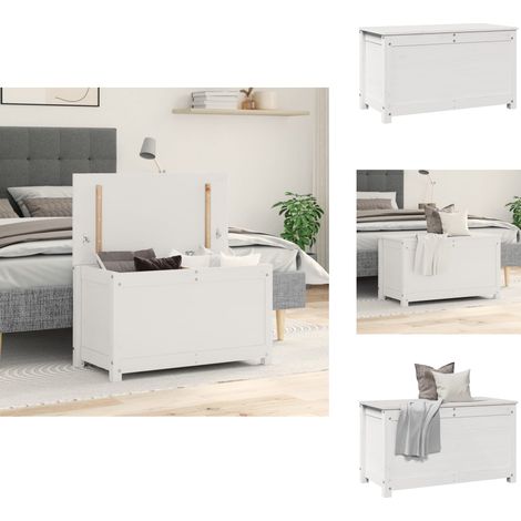 Boîte de rangement Blanc 80x40x45,5 cm Bois massif de pin - Boîte De Rangement - Meuble De Rangement - Rangement Intérieur - Stockage Maison - Bois Massif (1/5)