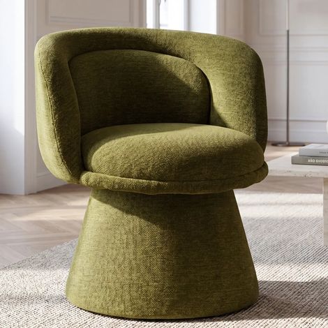 Wahson Sedia da relax Girevole in Ciniglia, Con Seduta Imbottita Schienale Curvo Gambe in Metallo Ideale Per Camera da letto /Casa, Verde (1/5)