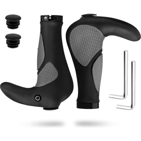 Ecleanfy - Poignées de vélo ergonomiques avec embouts de guidon, poignées de vélo avec cornes, protection en caoutchouc confortable (1/5)