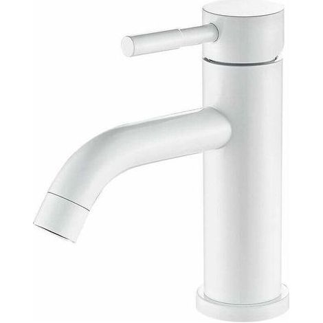 Robinet de Salle de Bain blanc, Mitigeur Lavabo en Acier inoxydable (1/4)