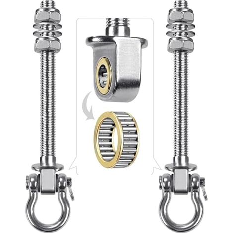 Dolibest 2pcs Crochet de Hamac, 17.5cm Accroche de Balançoire Fixation Fauteuil Suspendu de 180 Pivot Ensemble Plafond Poutre Chaise de Yoga Sac de Frappe Materiel de Suspension, 1500lbs