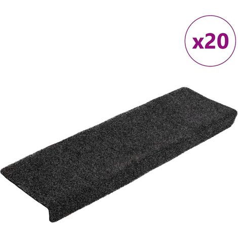 vidaXL Tappetini per scale autoadesivi 20 pz 65x21x4 cm neri