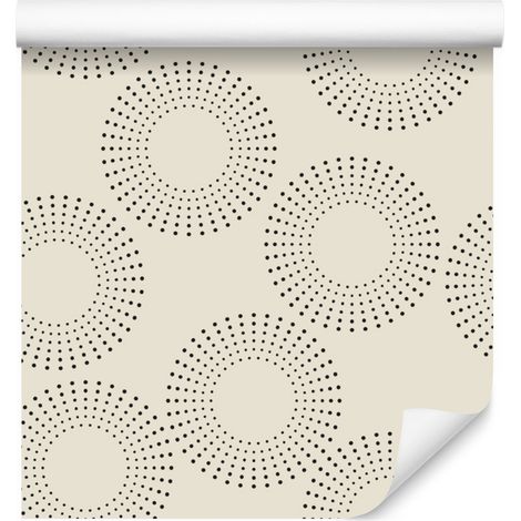 Carta da parati con cerchi geometrici e puntini per soggiorno e camera da letto, 50x1000 cm. (1/5)