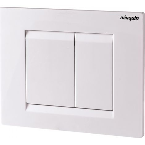 Wirquin – Plaque de commande WC encastré double volume – Dimensions 208 x 166 mm – Finition blanche – Installation murale