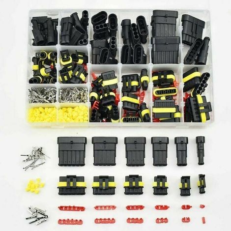 Waterproof Connector, 708pcs Waterproof Electrical Connector, Waterproof Car Electrical Connector, 1/2/3/4/5/6 Pin Male/Female with Box MUMU (1/4)