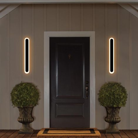 ZMH Applique Murale 2 Pack LED Exterieur - Eclairage Mural IP65 Etanche 50CM Noir Lampe d'Exterieur Ovale 3000K Moderne en Acrylique 21W Applique Murale Exterieur pour Villa Terrasse Jardin (1/5)