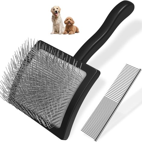 Peigne pour animaux - convient aux chats, golden retrievers, etc., démêle efficacement - lot de 2, noir (1/5)