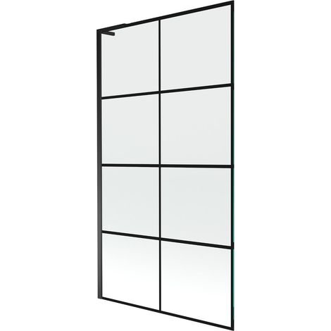 Mexen Next L paratia per vasca da bagno a 1 anta 100 x 150 cm, griglia nera, nero - 895-100-000-03-77-70