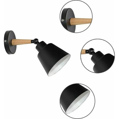 Vintage industrial wall lights, E27 metal ceiling lights, adjustable retro wall light for indoor use in bedrooms, kitchens, and restaurants (without switch, black) (1/5)