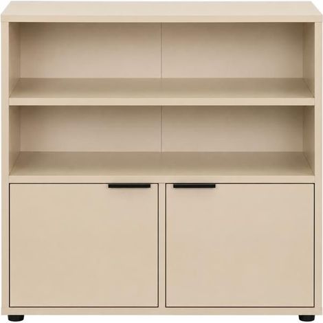 Commode - JUANIO - Juanio - 2 portes & 2 étagères ouvertes - Beige - 60x28x60 cm (1/5)