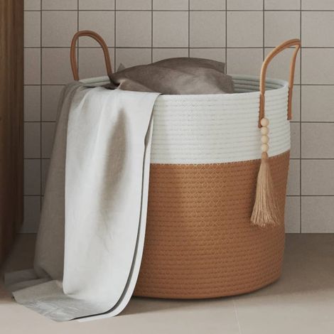 Storage Basket Brown and White Ø40x35 cm Cotton vidaXL (1/5)