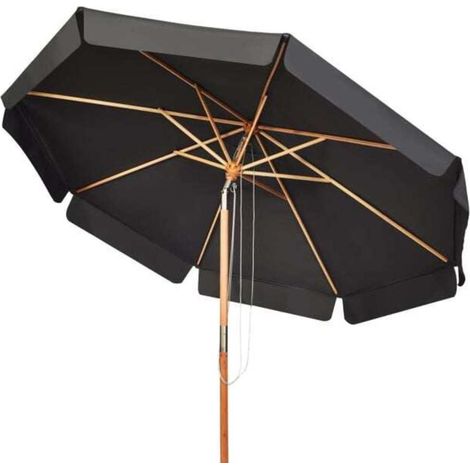 Parasol de jardin 300 cm, angle et hauteur réglables, bois de hêtre et toit ventilé, pour terrasse piscine (1/5)
