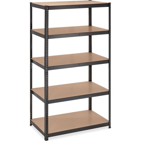 Étagère à charge lourde modulable 180 x 100 x 60 cm pour garage atelier rangement pratique en MDF noir (1/5)