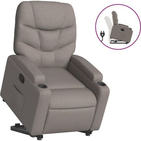 Fauteuil inclinable en tissu brun grisâtre (1/5)