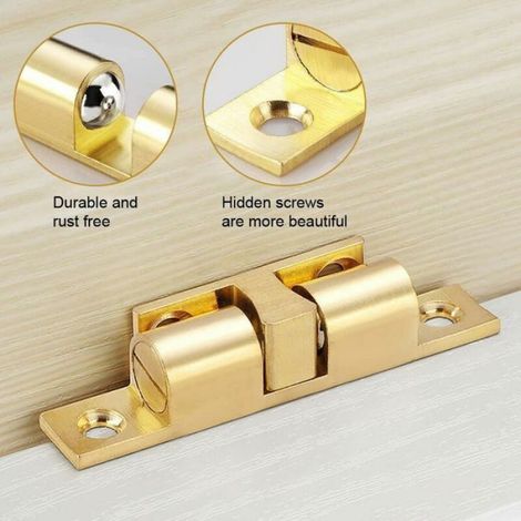 6 loquets laiton double boule pour meubles – serrure porte armoire avec vis (1/5)