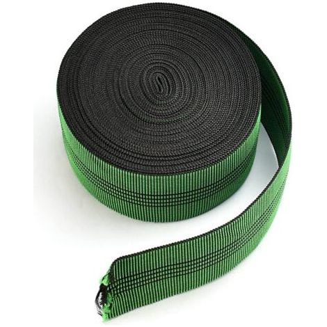 QORVA-Sangle Canapé en Caoutchouc 35mx7cm Sangle Élastique Forme Plate Sangle Élastique de Tapisserie Extensible Anti-usure pour Chaise Sofa Bricolage Fauteuil à Dossier Assise - Vert et Noir