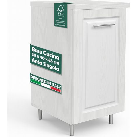Mobile Base Cucina Componibile Boiserie Bianco Frassinato con 1 Anta 2 Scomparti (1/5)