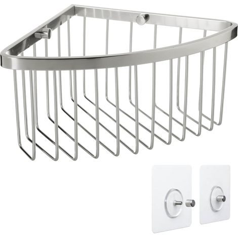 1 - Etagere Salle De Bain - Panier De Douche - Fixation Sans Percage Quick Fix - Aluminium Inoxydable - Pour Gel Et Shampoing - Chromé - 20x11,5x20 cm