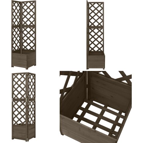 Eck-Spalier mit Pflanzkasten Grau 40x40x150cm Massivholz Tanne - Eck-Spalier - Gartensortiment - Holzspalier - Tannenzapfen - Blumenerde - Home & Living (1/5)